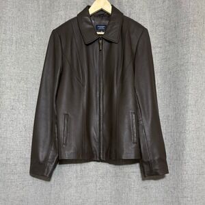 Vintage SONOMA Lambskin Leather Jacket Women Large Dark Brown 90s